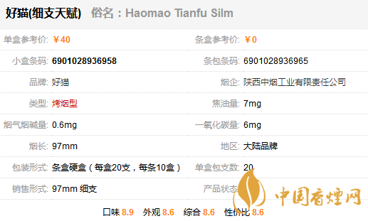 好貓細(xì)支天賦香煙價(jià)格表圖 好貓細(xì)支天賦香煙多少錢(qián)一包