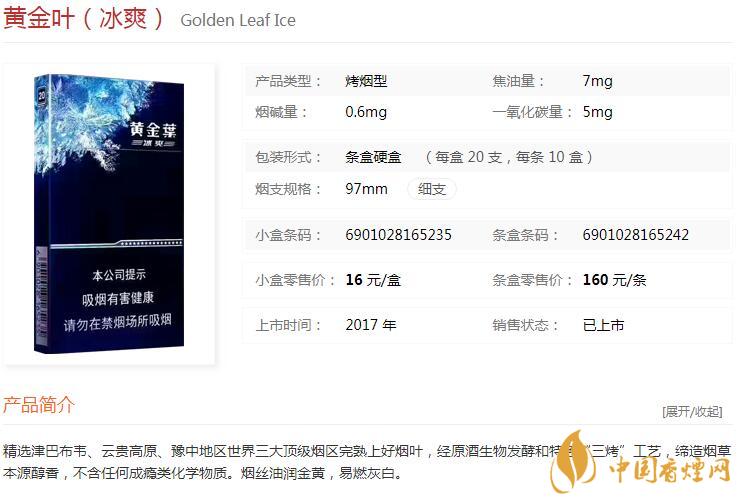 黃金葉冰爽多少錢一盒價(jià)格？黃金葉冰爽價(jià)格及參數(shù)圖片2020