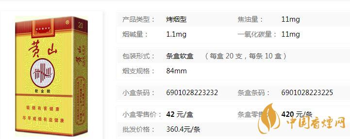 黃山軟金皖軟盒多少錢？黃山軟金皖煙價(jià)格及參數(shù)